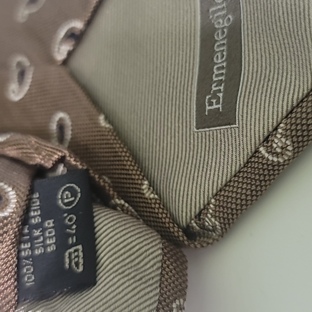 Ermenegildo Zegna Bronze Black Paisley Tie 61" Long 100% Silk - Picture 5 of 5